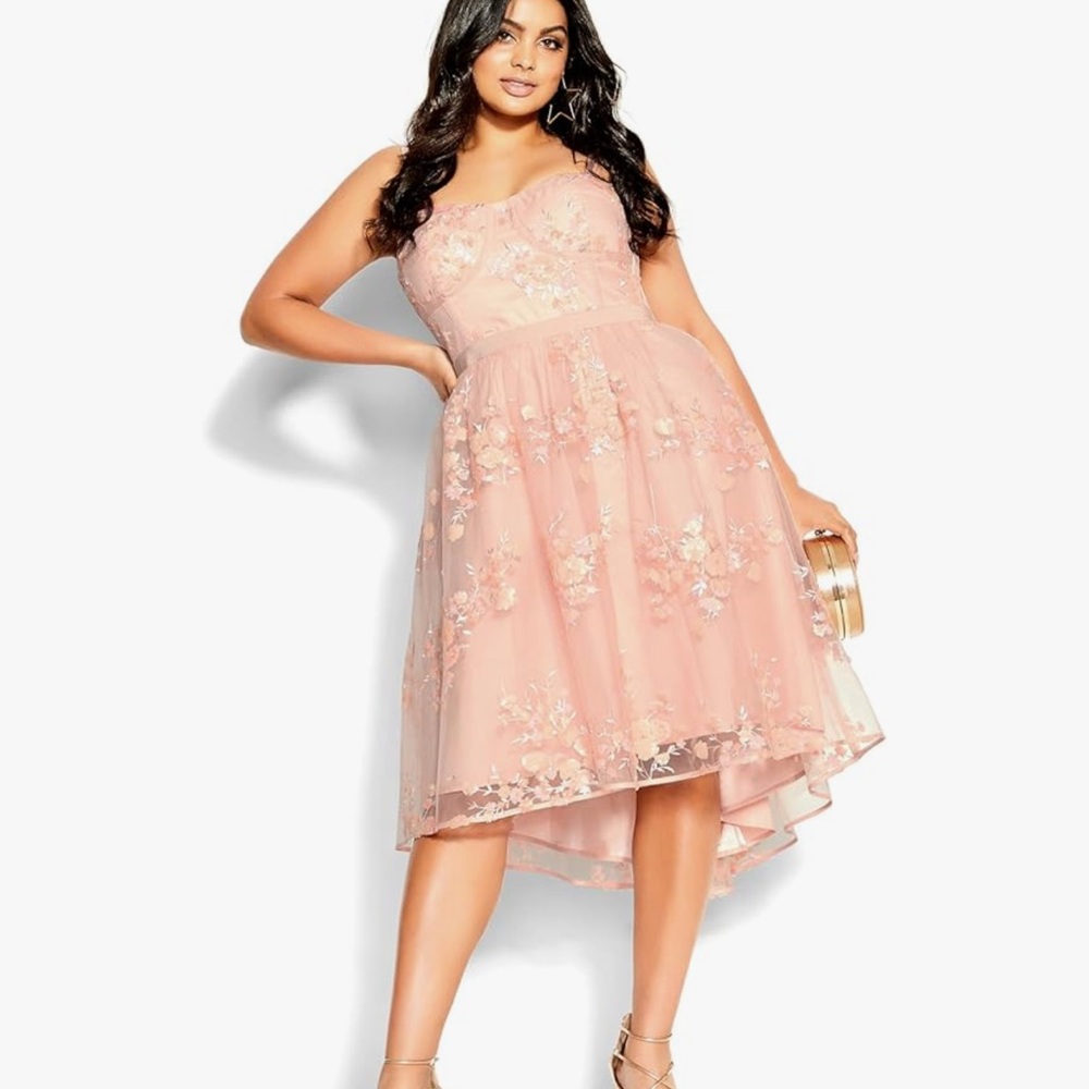 City Chic Pink Floral High-Low Dress